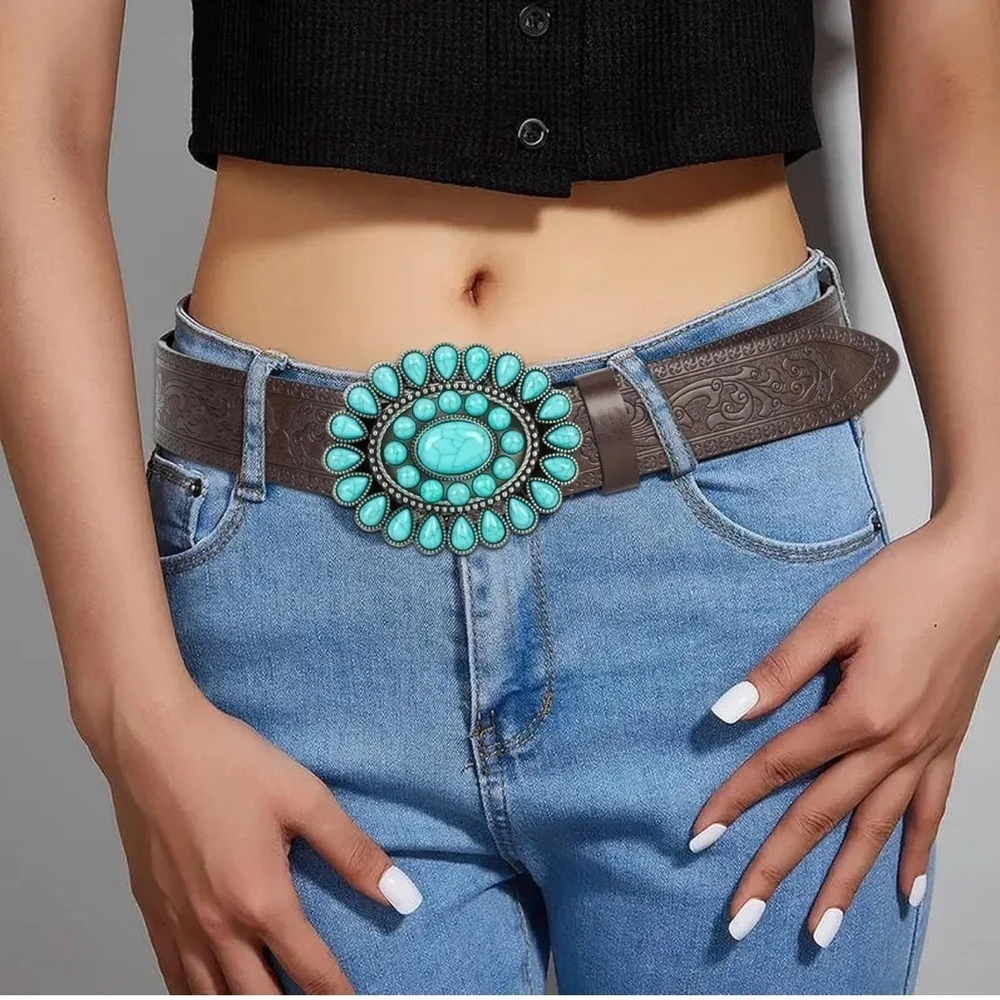 Wstern-Cowgir-PU-Leather-Belts Vintage-Engraved-Floral-Cowboy-Belt
